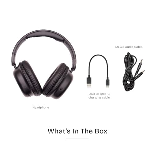 Hiudio HIANC 3011 Wireless Headphones with Active Noise Cancellation, Bluetooth V6.0, Collapsible Design – 27H Battery Life, Immersive Sound, Comfortable Fit (Black) — view 6