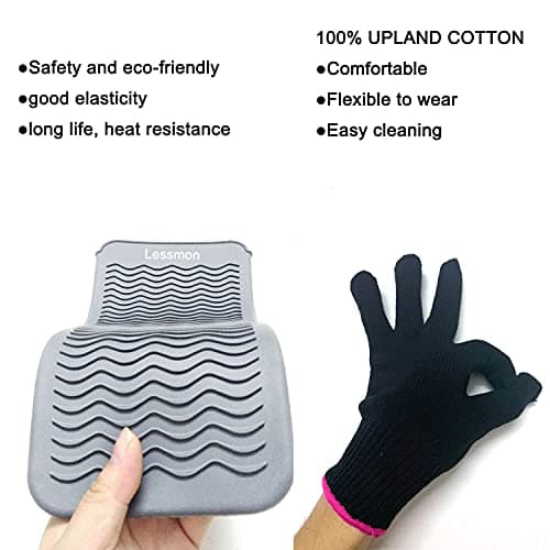 Lessmon Heat Resistant Mat Pouch with Glove for Styling Tools, Gray — view 4