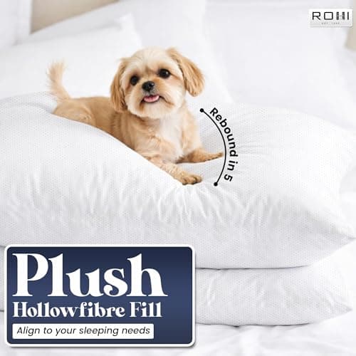 Rohi Everyday Comfort Pillows 6 Pack | Neck Support Hypoallergenic Pillow | Breathable Medium Firm Pillows for Back, Front & Side Sleepers | UK Made 45 × 66 cm — view 3