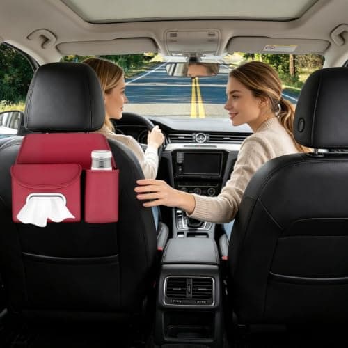 Back Seat Organizer with Tissue Box Cup Holder Headrest Storage — view 3