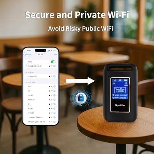 SIGNALHIVE Portable WiFi Hotspot for Travel, eSIM 4G LTE Mobile Hotspot, No SIM Card Required, No Contract Data Plans, Connect Up to 10 Devices, 1GB Monthly Data Included for Life — view 5
