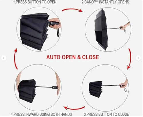 Bodygenix 2 Pack Small Travel Umbrella, Automatic Open/Close – Strong Windproof Folding Umbrellas, Compact 29 cm, Black – Lightweight Unisex with Sleeves — view 5