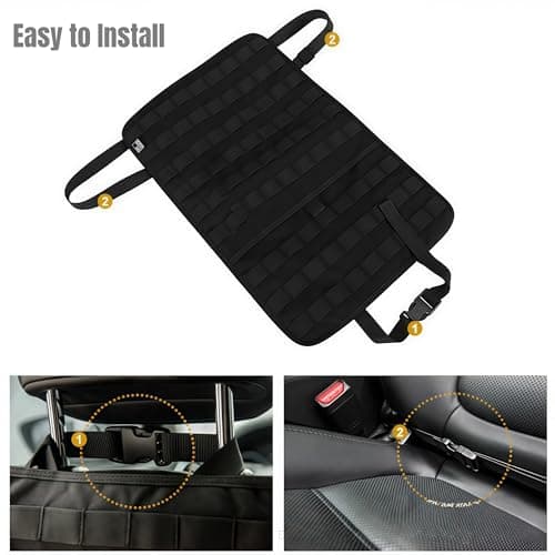 Tactical MOLLE Car Seat Back Organizer - Sag-Proof Vehicle Panel Protector w/9-Row Storage, Universal Fit for SUV, Truck, Pickup (Khaki) — view 5