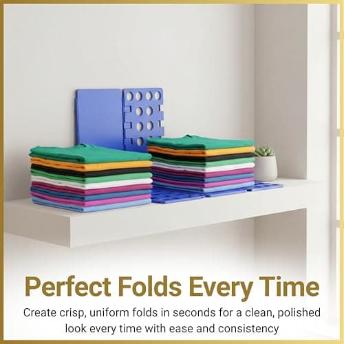 Magic Fast Speed Clothes Flip Folding Board Blue Organiser, 31 x 23.5 cm for Adult Shirt T-Shirts and Laundry, Easy and Quick Clothing Folding Tool for Home, Wardrobe Storage and Travel Use — view 5
