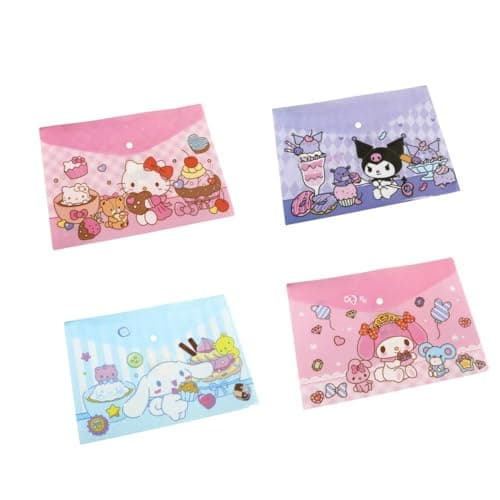 OMEIU Store 5PCS Plastic Wallets A4, 5 Different Designs Plastic Folders Popper Folder with Snap Closure, Lightweight Wallets for Document Office School Organization for Kids Adults (Purple 4pcs)