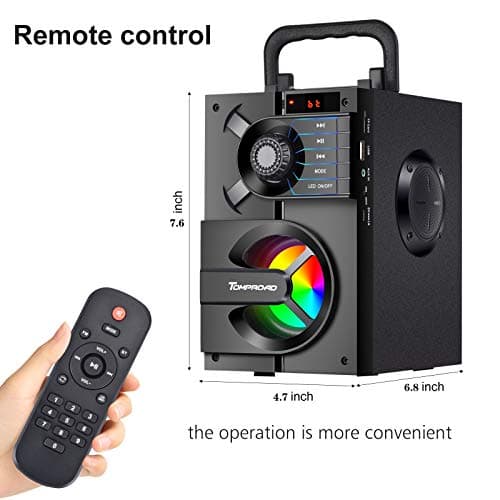 Portable Bluetooth Speakers with Subwoofer Wireless Stereo Sound Rich Bass, Outdoor Party Speaker Support Remote Control FM Radio LED Lights for Home, Travel, Camping — view 4