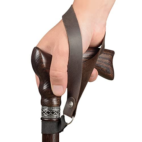 Asterom Handmade Leather Cane Strap - Stylish Wrist Strap for Canes and Walking Sticks, Brown, 1 Count (Pack of 1) — view 4