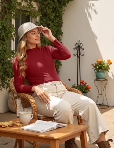 Aottori Thermal Tops Womens Turtle Neck Soft Base Layers Long Sleeve Top Ladies Thermal Underwear Shirt Warm Wicking Red S — view 6