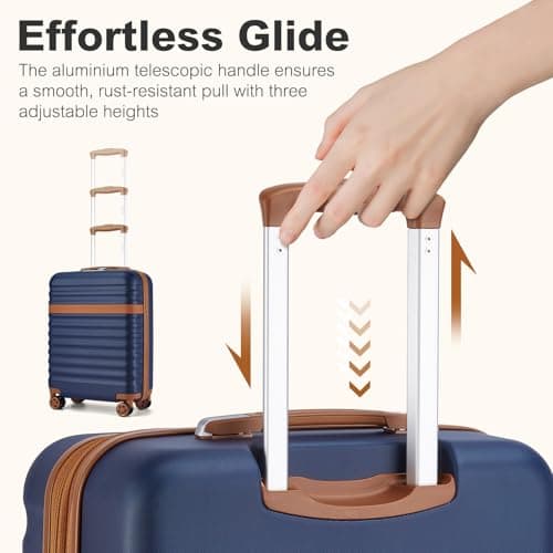 Kono 28 Inch Hardshell Suitcase Large Expandable Travel Luggage(Navy/Brown) — view 4