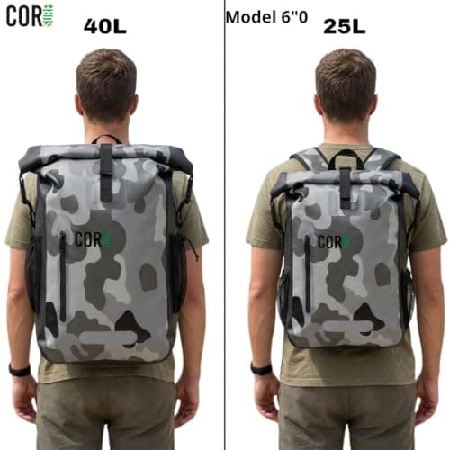 COR Surf Waterproof Backpack - Roll Top Dry bag Rucksack with Padded Laptop Sleeve, Welded Seams and Ergonomic Shoulder Pads, Ideal for Boating, Hiking, Kayaking, Commuting (40L, Camo) — view 4