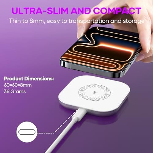 Magnetic Wireless Charger, Fast Apple Mag-Safe Charger for iPhone 17/16/15/14/13/12 Series, Wireless Magnet Mag Safe Charging Pad for AirPods 3/2/Pro, Strong Magnetic Charging Pad — view 6
