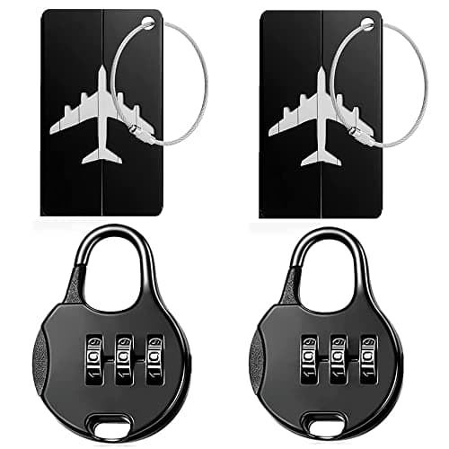 4 Set Combination Luggage Locks with Luggage Tag | Suitcase Padlock