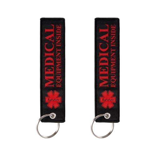 2 Pcs Medical Alert Tags for Medical Bag, Medical Equipment Luggage ID Tag for CPAP Respiratory Devices, Diabetes Allergy Epipen Inside First Aid Tag for Travel