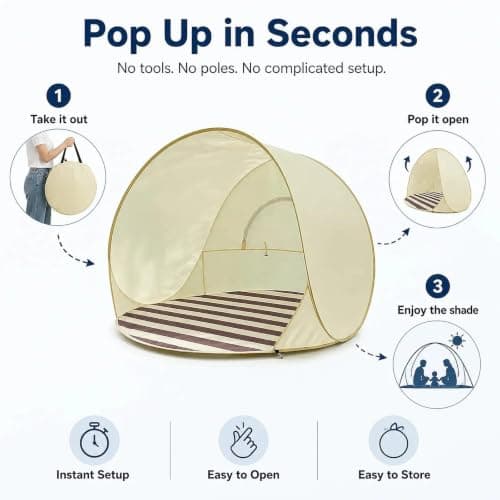 Baby Beach Tent Pop Up, UPF 50+ Sun Shelter with Mosquito Net — view 3