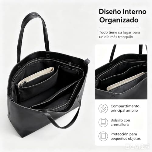 KALIDI Tote Bag Handbags for Women Large with Zip PU Leather School,Work — view 4