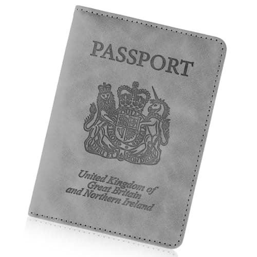 Cinocratic Passport Holder for Travel Accessories,RFID Blocking PU Leather Passport Cover Wallet Card Case for Men and Women (Grey)