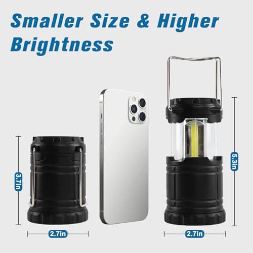 U+U 2 Pack Camping Lanterns, Portable Camping Lights Battery Powered, Collapsible Camping Lanterns, Camping Lamp for Outdoor Emergency Tent, Black — view 2