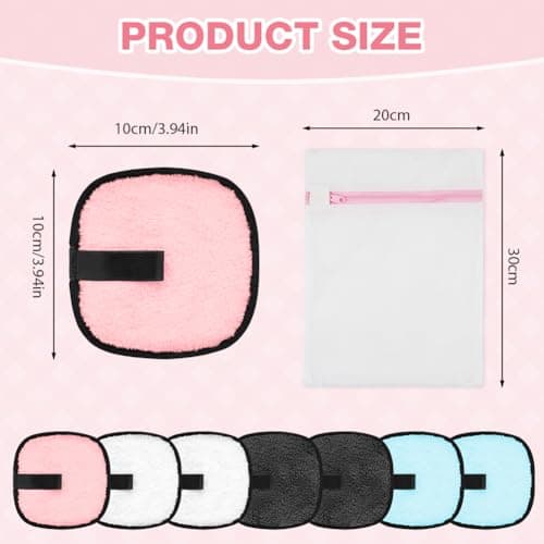 AOOWU Reusable Makeup Remover Pads and Eye Makeup Remover Pads Set, 8 Pack Face & Skin Cleaner Pads, Ultra Soft, Washable, Reusable Face Pads with Wash Bag, Makeup Remover Cloth for All Skin Types — view 2