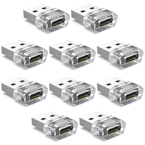 MOSWAG USB to USB C Adapter 10Packs, USB A to USB C Adapter Male to Female for iPhone 17/16/Pro/Plus, iPad, Samsung S26/S25, Apple Watch Ultra, Car, Laptop Charger, Quest – 480Mbps, Transparent Shell