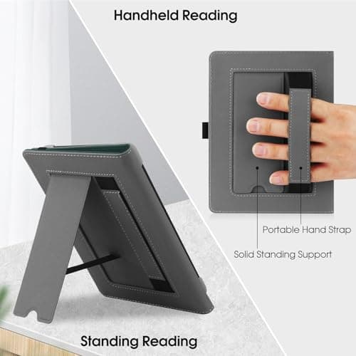 HGWALP Universal Stand Case for 6/6.8/7 inch paperwhite,Premium PU Leather Stand Cover with Handstrap Compatible with All 6" 6.8" 7" Kindle Paperwhite/Colorsoft/Kobo/Pocketook/Sony eReaders-Mint — view 6