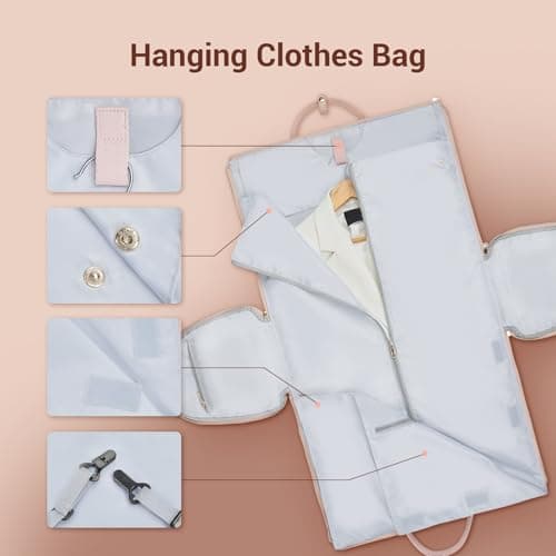 Garment Bags for Travel, Convertible Suit Travel Bag for Women, Stylish Carry On Garment Bag with Toiletry Pocket, Shoulder Strap and Shoes Compartment, 2 in 1 Foldable PU Leather Duffle Bag, Pink — view 5