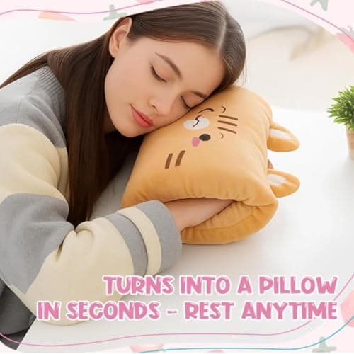 Kids Cartoon Hand Warmer Pillow-Winter Plush Hand Pillow Hand Warmer, Soft Cotton Kids Travel Pillows (A) — view 6