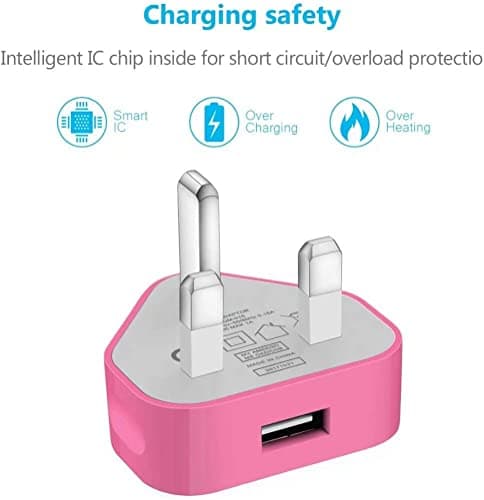 TECHNOPLAY UK 3-Pin Plug Mains Charger Adapter – 1AMP 1000mAh Fast Speed Travel USB Wall Charger Compatible with iPhone, iPad, iPod, Samsung Galaxy Tab, Huawei, Tablets, and Other USB Devices — view 3