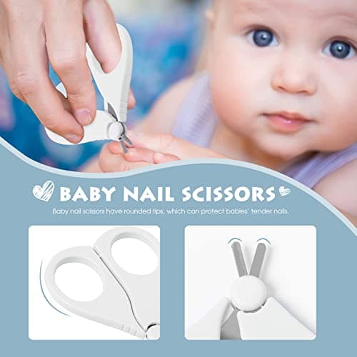 Baby Nail Clippers Set, Baby Nail Kit with Cute Case, Infant Manicure and Pedicure Health Grooming Care Can for Newborn, Kids and New Parents As Shower Gifts (White) — view 3