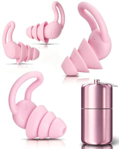 Ear Plugs for Sleep, Noise Cancelling Ear-Plugs Reusable Soft Silicone Earplugs for Sleeping, Snoring Partner, Travel, Deep Focus, Side Sleepers, Work & Studying, Comfortable,Pink 2Pairs
