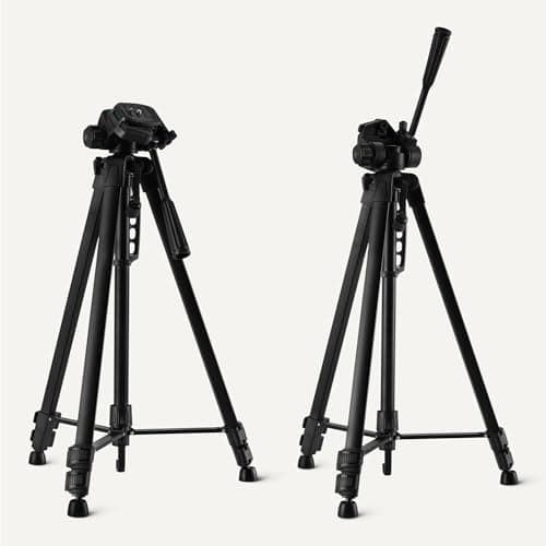 Amazon Basics 152cm/60inch Phone and DSLR Camera Tripod, Lightweight, with Bag, Wireless Remote Control and Phone Holder, Adjustable Height, Black — view 4