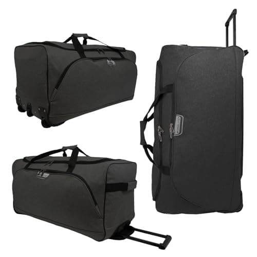 Bordlite 34" Black XXL 3-Wheel Holdall – Extra Large Twill Travel Bag with Extendable Handle & 156L Capacity – Durable Rolling Luggage for Long Trips & Family Holidays — view 3