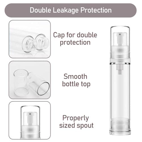 Empty Airless Vacuum Cosmetic Container 12Pcs Airless Pump Bottle,Refillable Clear Travel Lotion Pump Containers,Portable Plastic Lotion Press Pump Bottles for DIY Foundation,Gel,Essence Moisturiser — view 5