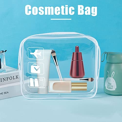 2pcs Clear Travel Toiletry Bag TSA Approved Quart Size Travel Bag Airport Carry On Liquid Shower Pouch Clear Plastic Security Transparent Toiletries Bag (White) — view 5