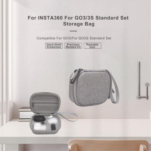 Linhexis Hard Shell Carrying Case for Insta360 GO 3 and GO 3S Standard Edition, Portable Protective Storage Bag with Accessories Space, EVA Travel Pouch for Camera Gear, Grey — view 2