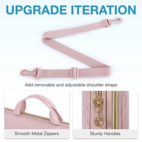 bagsmart Laptop Sleeve Carrying Case with Pocket, Computer Protective Cover for MacBook Air 2025 ASUS Lenovo HP Notebooks (Pink, 15.6 Inch - With Strap) — view 4