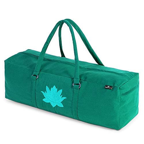 Yoga Studio Yoga Kit Bag | YKK Full Zipp Fastening Carrier Equipment Bag | Cotton Yoga & Pilates Unisex Mat Bag with Storage Pocket Compartments for Mats & Accessories | Fits Most Mat Sizes - J Green