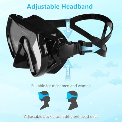 AOOSA Snorkel Mask, Men Women Tempered Glass Diving Mask — view 5