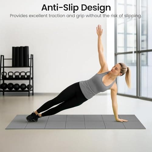 M.J COMFY-LIFE Travel Foldable Yoga Mat — 5mm Non-Slip Portable Exercise & Gym Mat for Yoga, Pilates, Travel & Fitness (Lightweight, Water-Resistant, Fits Backpack) — Unisex (Gray) — view 6
