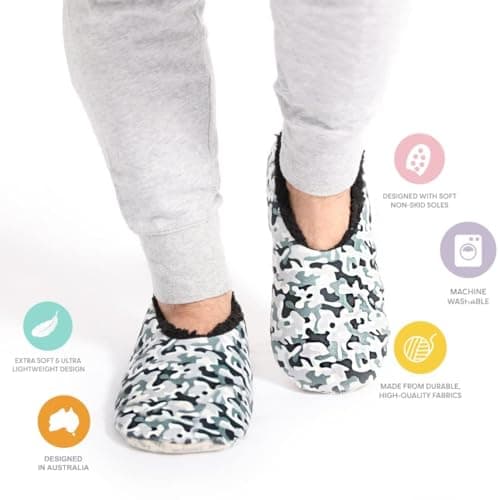 Splosh Men's Camo Slippers - X-Large adult camo slippers with a fun design to keep you warm in soft, comfy and fluffy mens slippers. Machine washable with anti slip soles. Dad Gifts. — view 4