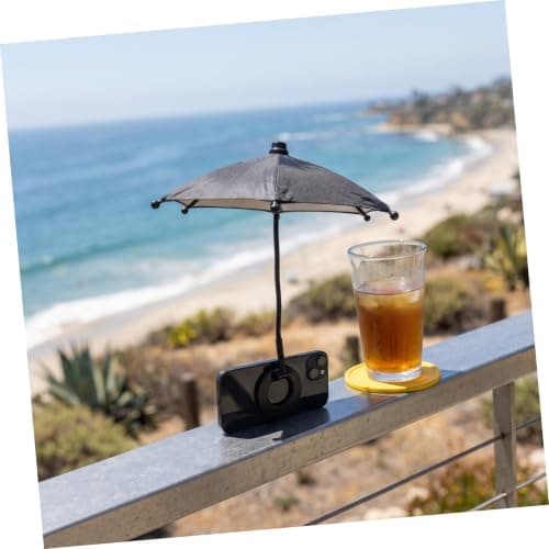 Toyvian Magnetic Phone Umbrella for Sun Protection, Mini Folding Mobile Phone Sunshade with Reflective Coating and Metal Plastic Frame, for Balcony and Travel Use — view 6