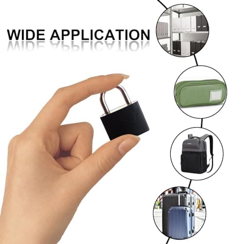 Suitcase Locks with Keys, 2 Pcs Small Padlocks Luggage Locks with Keys Travel Lock for Travel School Gym Luggage Bag (Black) — view 4