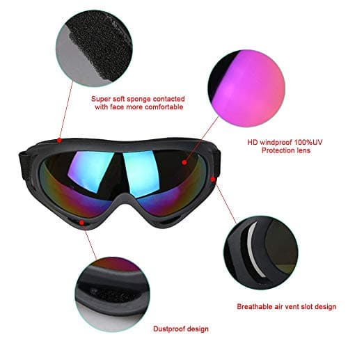 Vicloon Unisex Snow Goggles Windproof 100% UV Protection,Cycling Motorcycle Snowmobile Ski Goggles, Outdoor Sports Ski Glasses — view 3