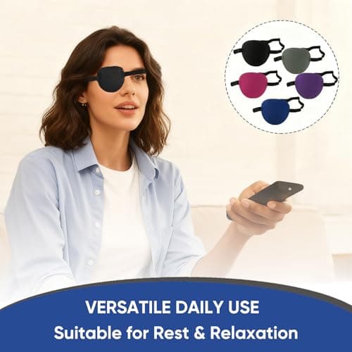 5 Pack Eye Patches for Adults, Soft Silk 3D Concave Eye Cover — view 3