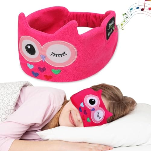 Luckits Kids Bluetooth Eye Mask for Sleeping Kids Headband Headphones Musical Sleep Eye Mask with Speakers Wireless Bluetooth Headband Headset Blackout Eye Covers Blindfolds for Travel (red)