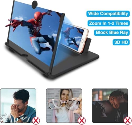 Goevcclei 20" Inch phone magnifier screen,HD Phone Amplifier with Folding Stand Holder Portable Movie Video Game Enlarger 3d Movies Phone Projector Gadgets for Gifts — view 3