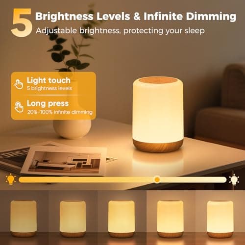 CAKLIK Night Light 2-Pack, LED Dimmable Touch Bedside Lamp with 256 RGB — view 2