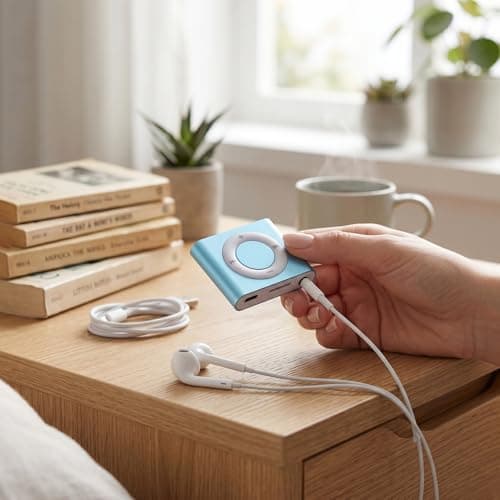 Cocoarm Portable MP3 Player with Speaker Aluminum Alloy Music Player HiFi Sound 18 Hour Playback 64GB Card Support 3.5mm Earphones for Students Running Travel (Light Blue) — view 5