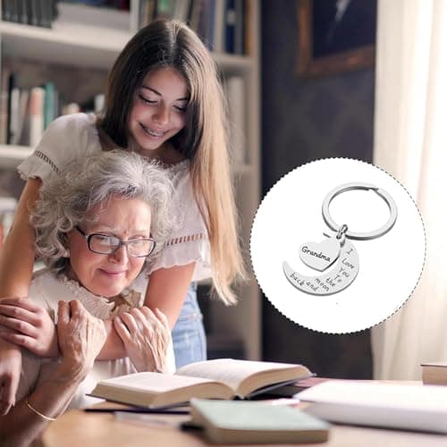 Xyvvol Grandma Birthday Gifts,''I Love You to The Moon and Back ''Stainless Steel Kering,Grandma Gifts for Birthday Chirstmas Mothers Day,Nanny Nana Nan Granny Nanna Gift — view 6