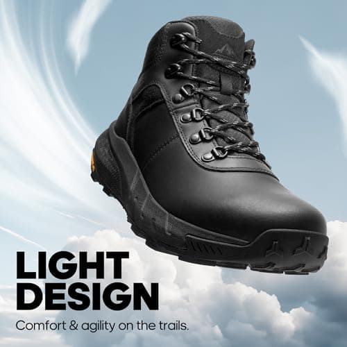 NORTIV 8 Men's Waterproof Leather Walking Boots,Size 9,Black — view 5