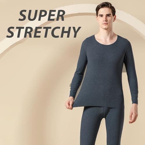 Molten Creek® Men's Thermal Underwear Set, Extra Warm Thermal, Top Bottom Long Johns Set, Vests & Trousers for Winter, Soft & Breathable (Charcoal- Full Sleeve Set, S) — view 2